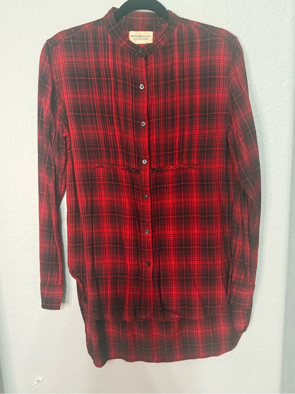 Denim & Supply Ralph Lauren Red and Black Plaid Button-Front Top